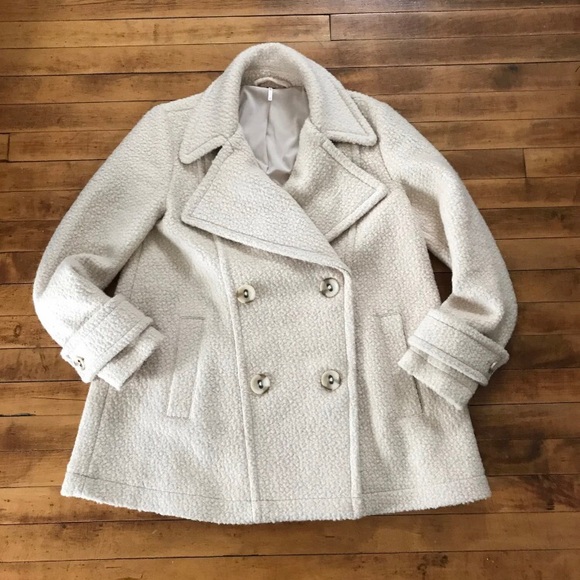 Cream Nubby Harnie Collar Peacoat - Picture 4 of 8